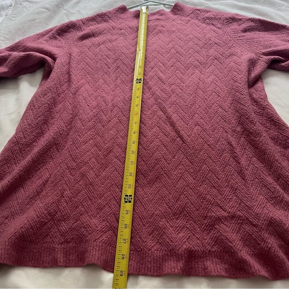 Chico’s 3 Herringbone V-Neck Tunic Knit Sweater Rose Pink XL - Picture 11 of 11